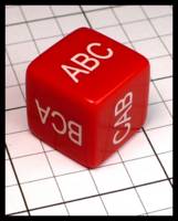 Dice : Dice - 6D - ABC CAB CBA BAC BCA ACB Rec and White - JA Collection Apr 2024